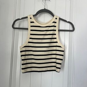Striped Black and Cream Women's Tank Top